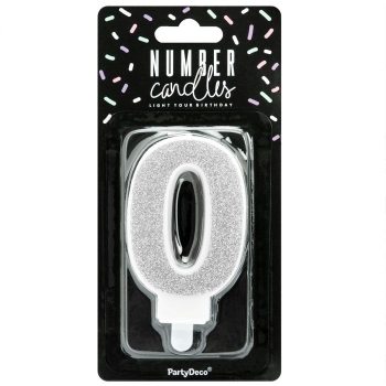Number Candle - 0 – Silver